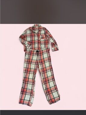 Victoria’s Secret Plaid Flannel Long Sleeve Pajama Top and Bottom Matching Set